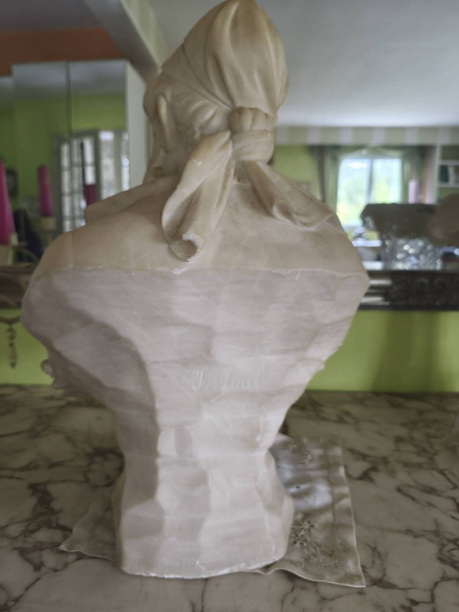 Alabaster bust of a woman and child, 19th century, H Saul Fanfani.