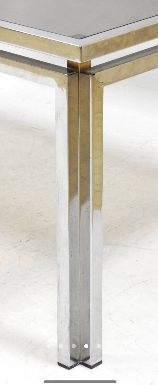 Steel / smoked glass table in the style of Willy Rizzo