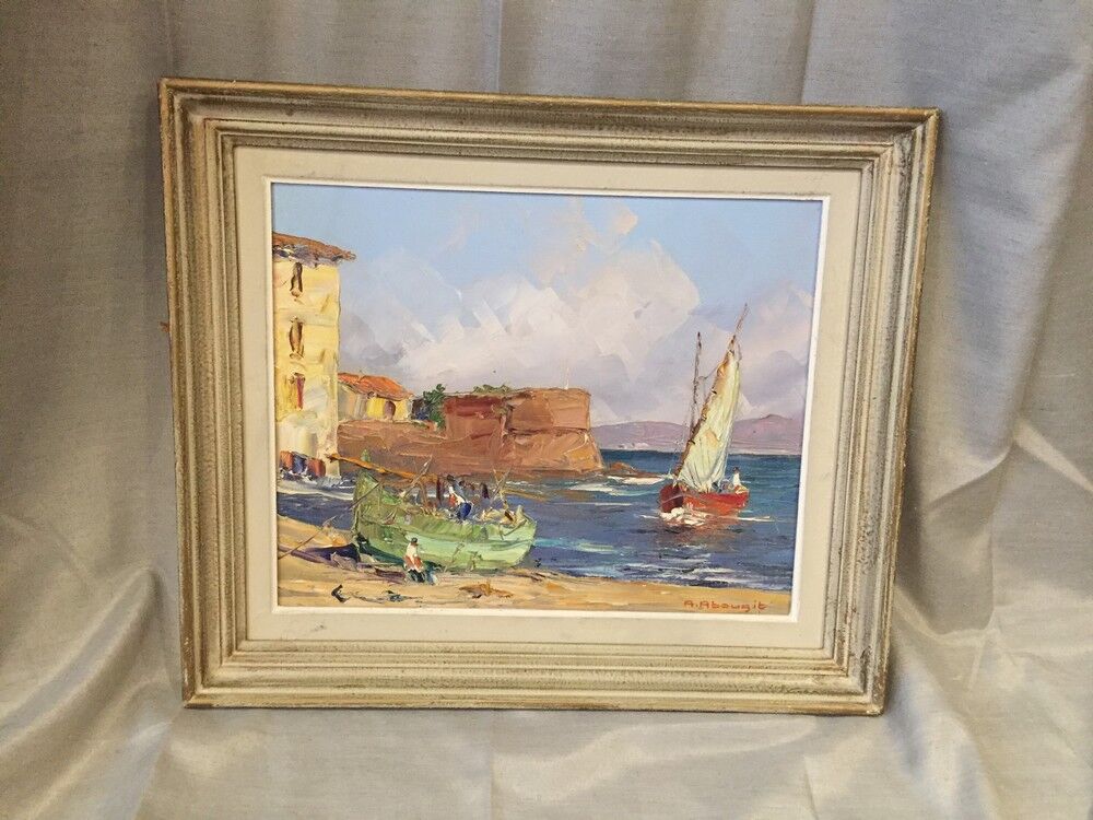 Oil on marine canvas a abougit environ du grau du roi