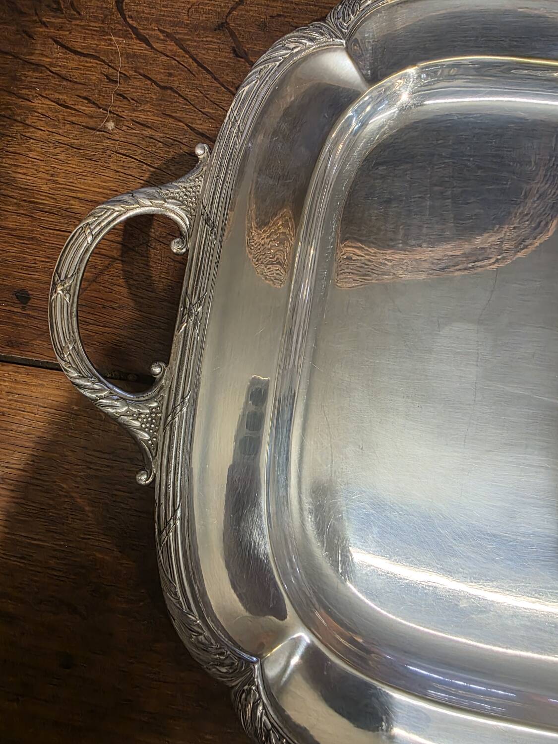 Silver-plated metal tray from the mid-20th century