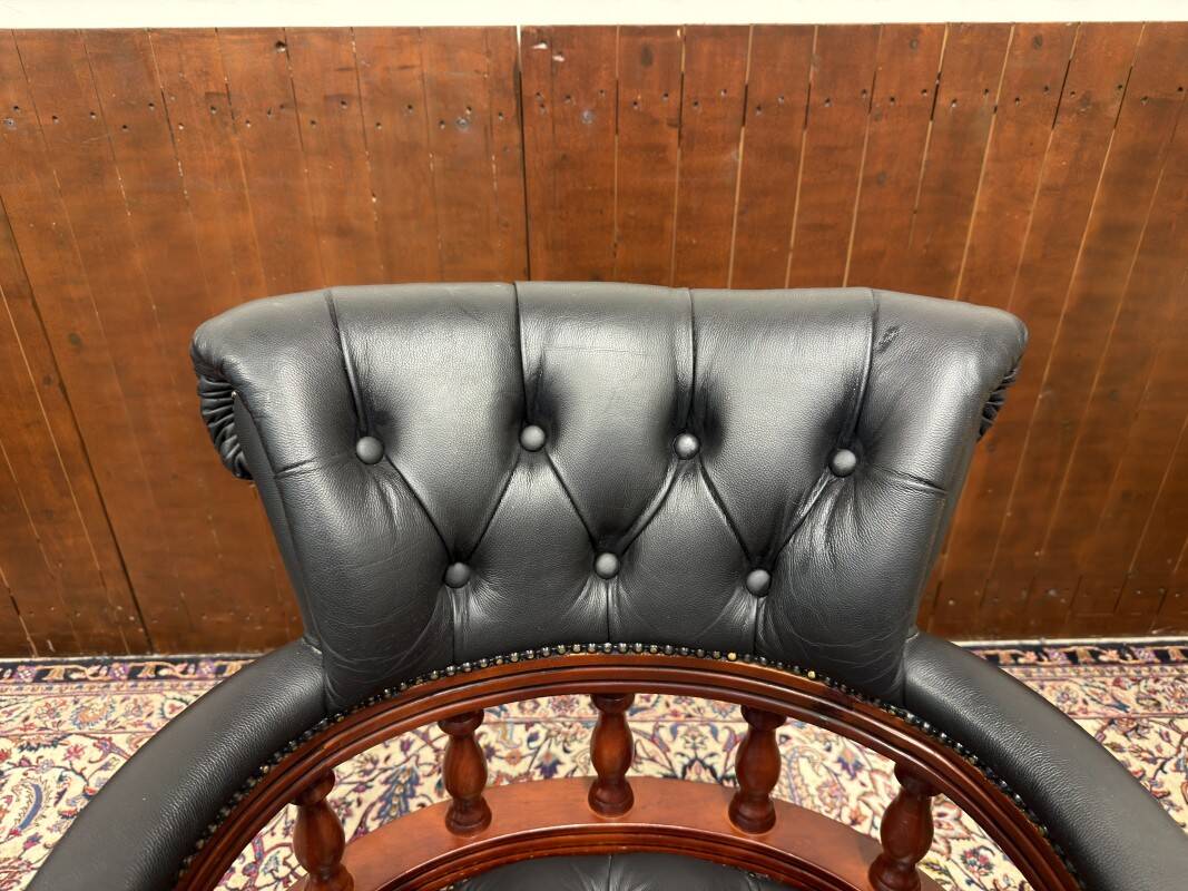 English Chesterfield Captain Chair Black