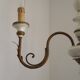 Vintage French 3-Light Chandelier White Wood & Bronzed Effect Metal