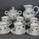 Old coffee set 8 pcs porcelain decoration painted with grapefruit around 1900