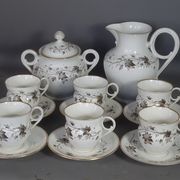 Old coffee set 8 pcs porcelain decoration painted with grapefruit around 1900