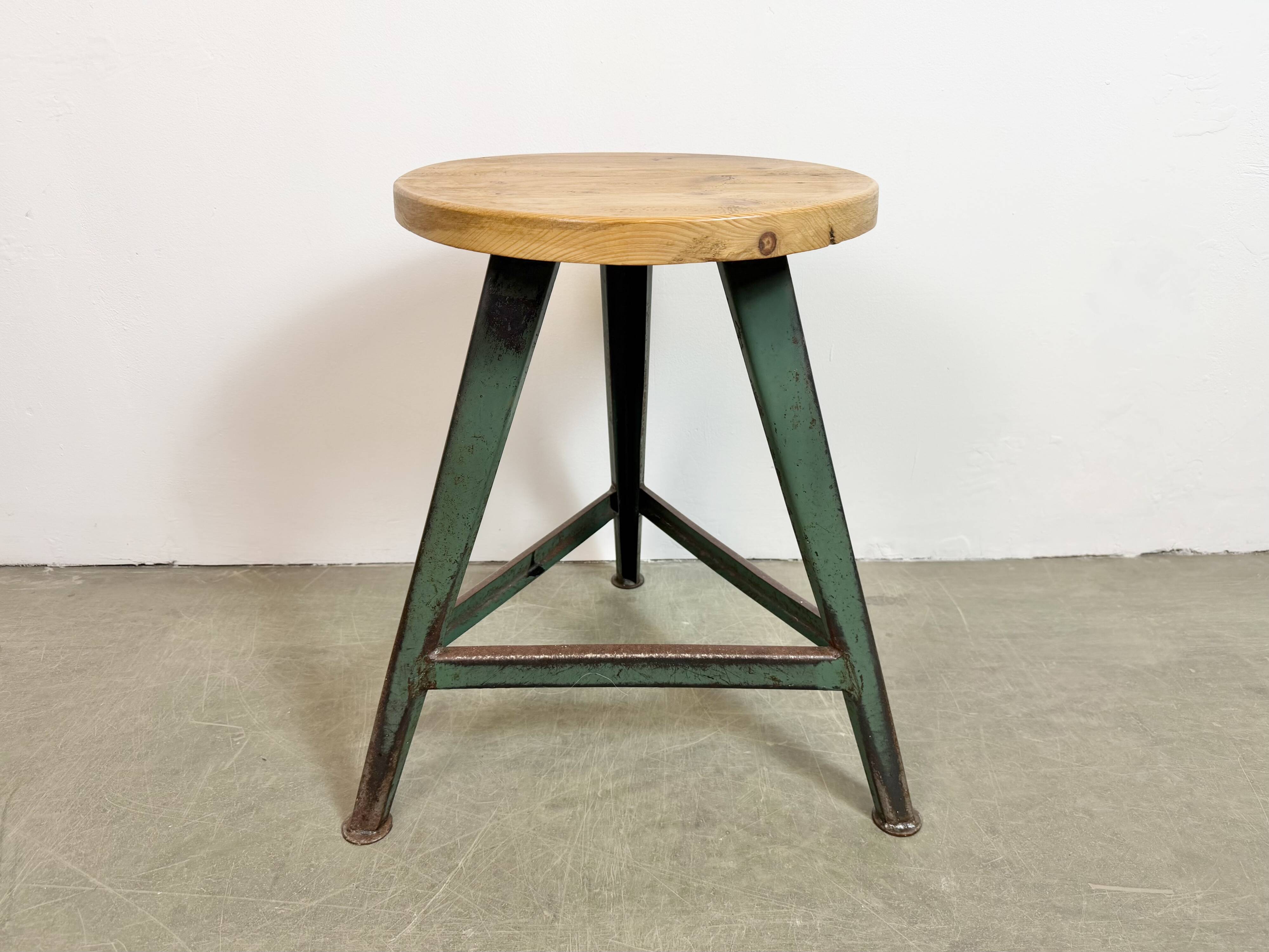 Green Industrial Workshop Stool, 1960s