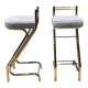 Tabourets de bar en Z de style mid-century moderne en or et en shearling naturel - Paire
