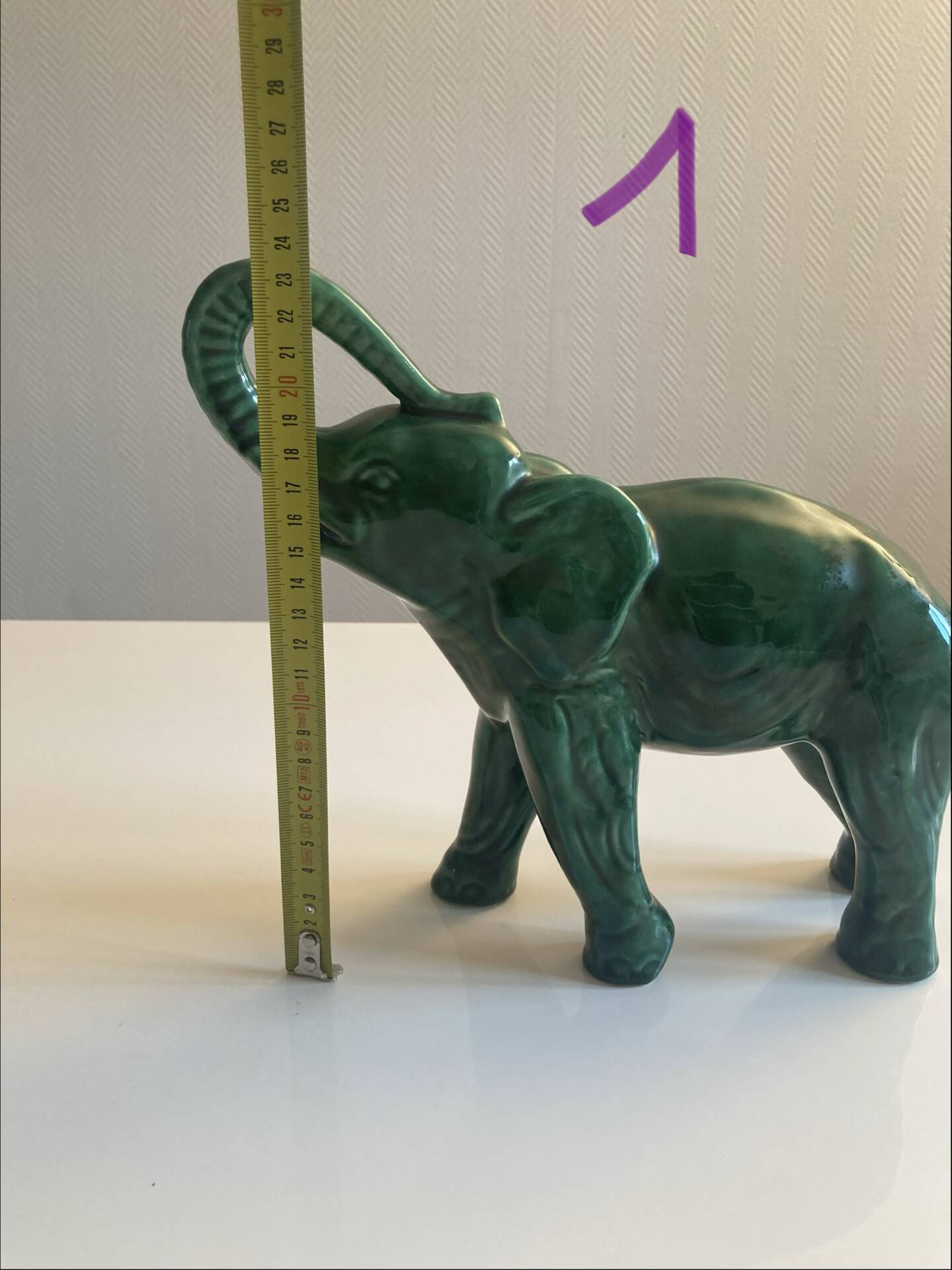 Pair of marbled faience elephants from Saint Clément