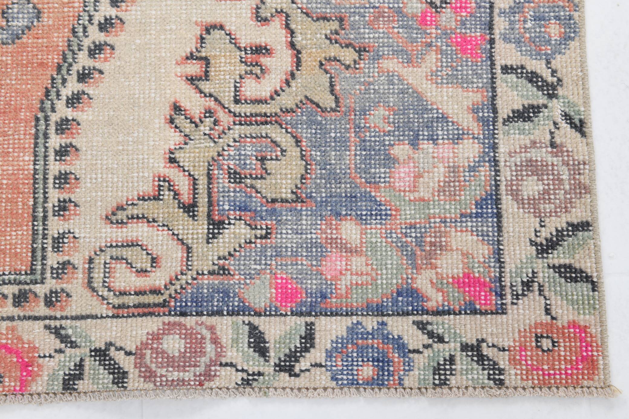 4x7 Pale Orange & Beige Oriental Wool Turkish Vintage Rug, 127x210Cm SK 6787