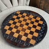 Carved wooden chess set