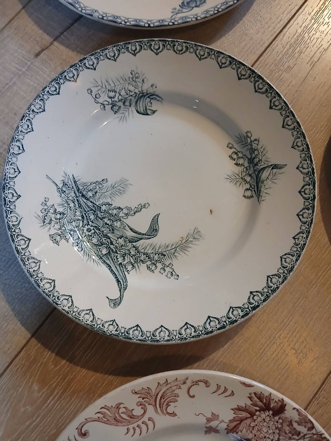 8 antique ironstone dinner plates