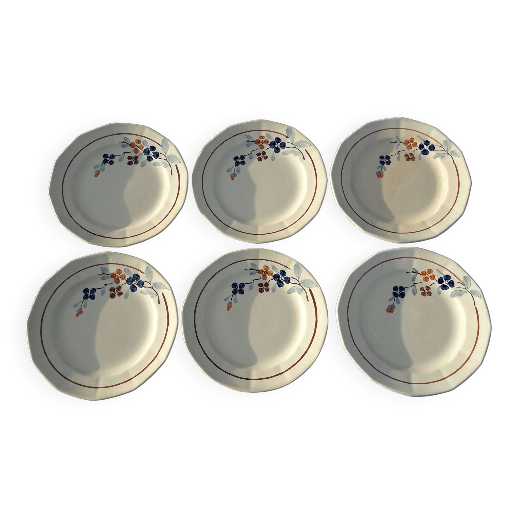 Set of 6 Sarreguemines flat plates model 5041, 60's
