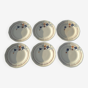 Set of 6 Sarreguemines flat plates model 5041, 60's