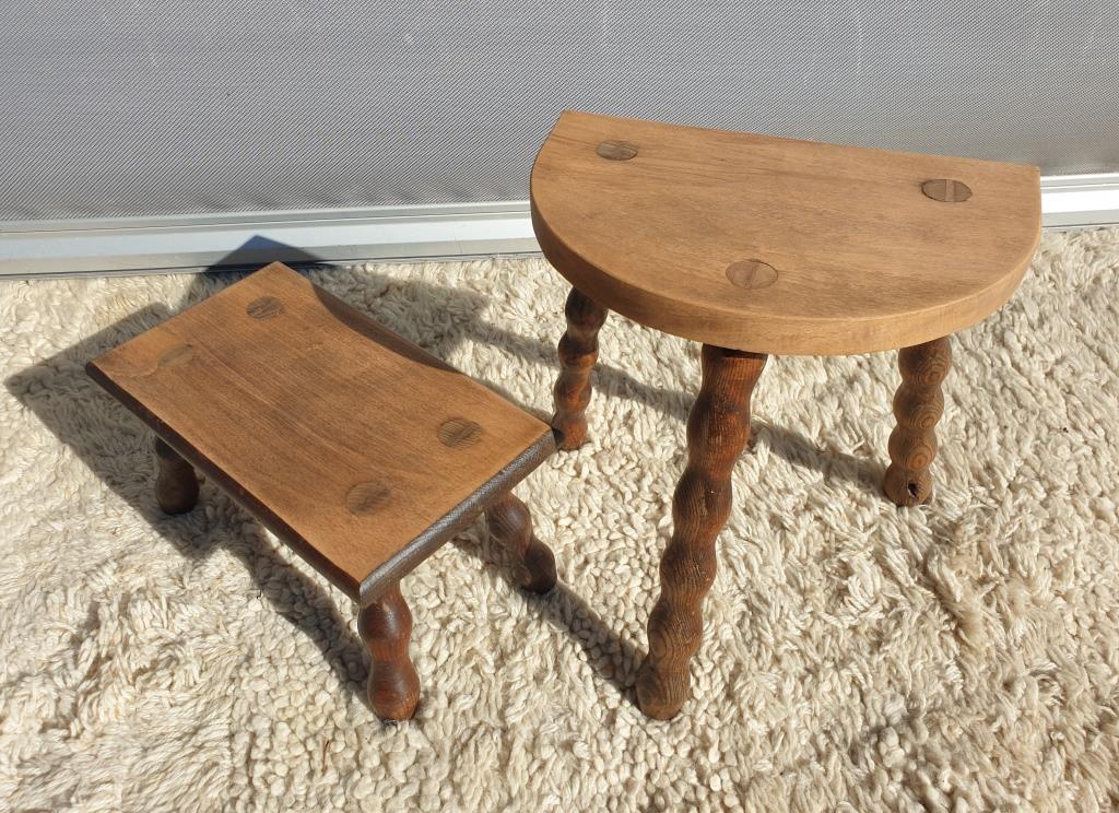 Set 2 decorative milking stools Nature