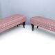 Pair of Benches with Red Patterned Fabric Upholstery, Italy