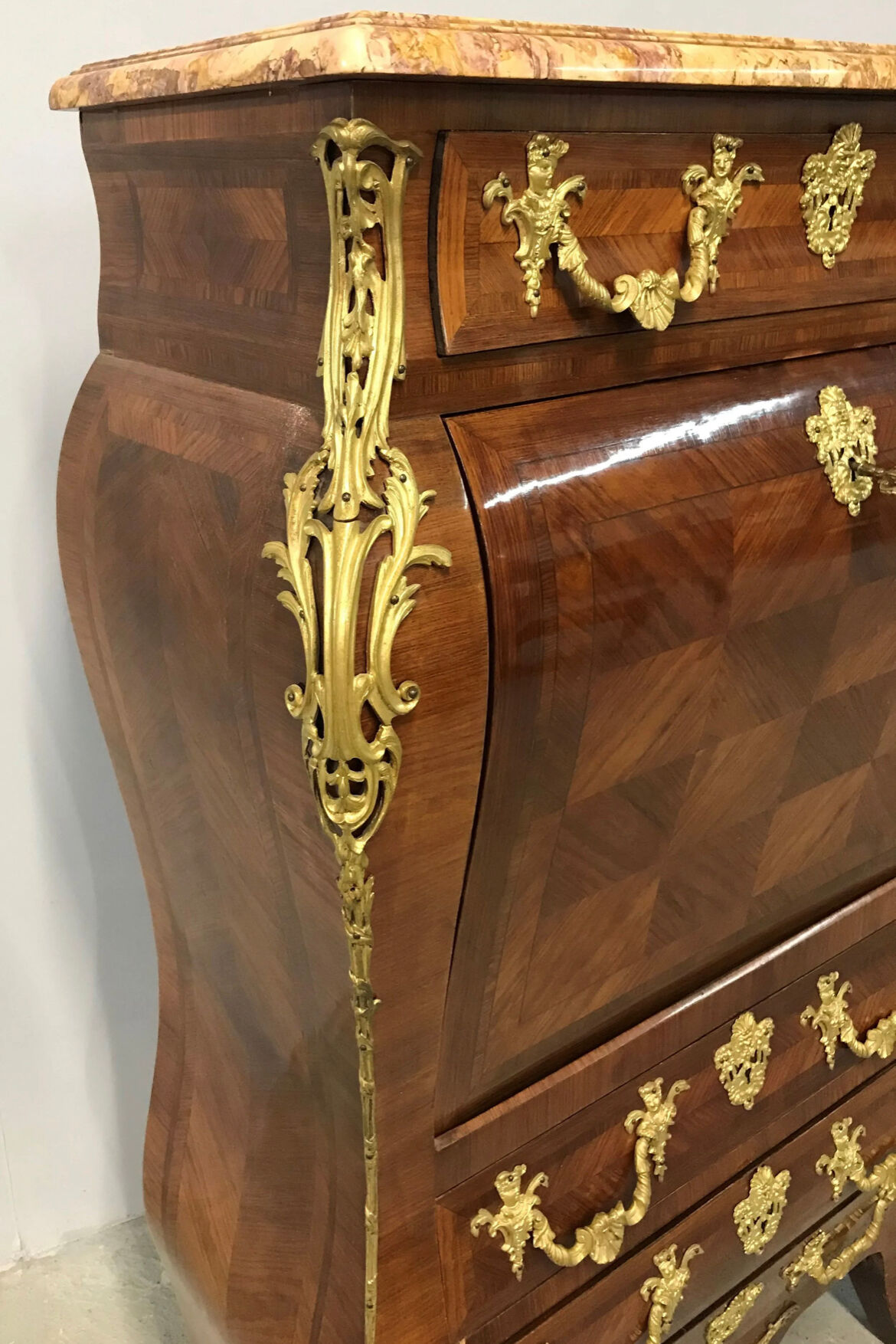 Curved secretary in Louis XV style