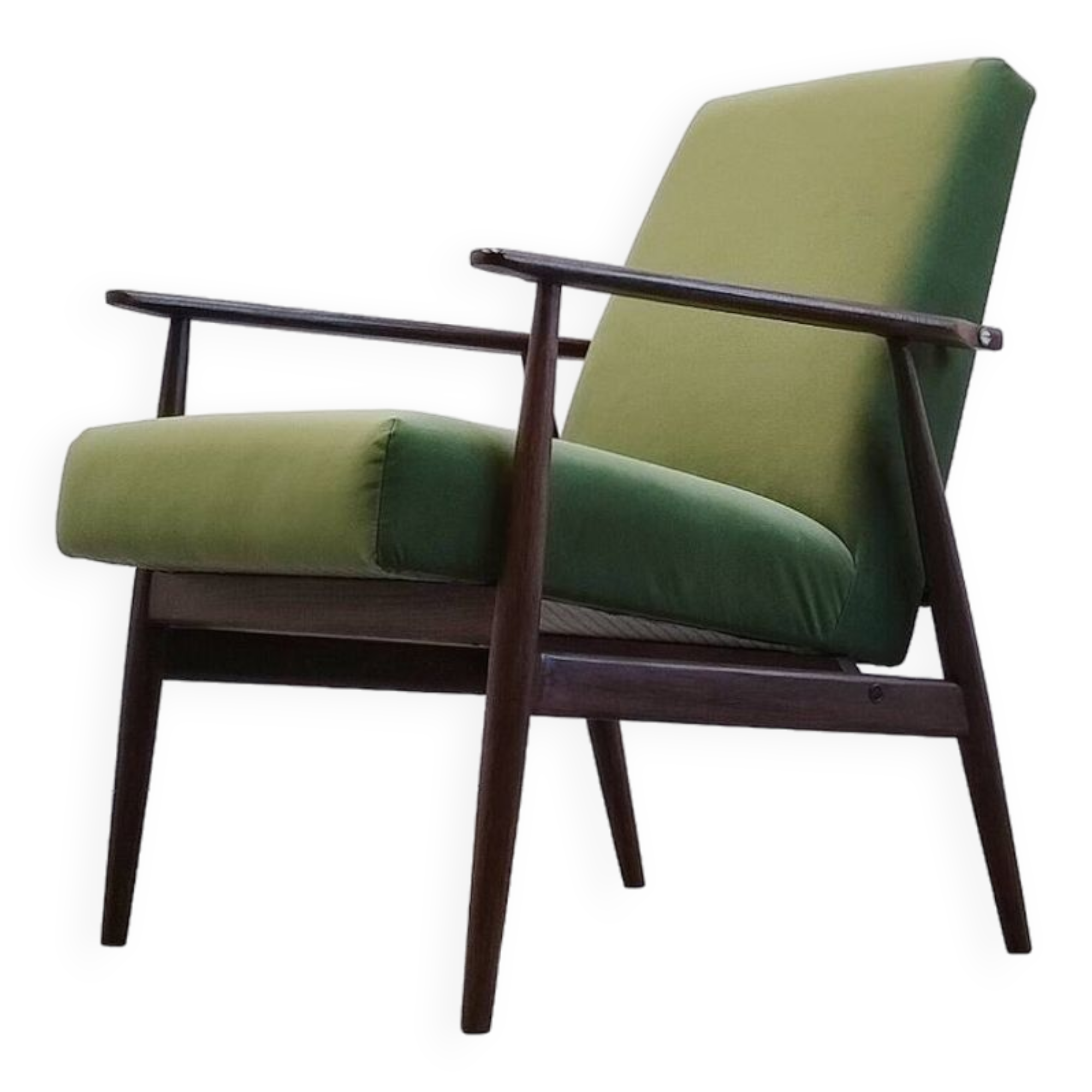 1960 Henryk Lis Mid Century Armchair in Green Velvet