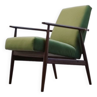 1960 Henryk Lis Mid Century Armchair in Green Velvet