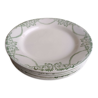 Six assiettes en faïence terre de fer Napoléon, Creil et Montereau