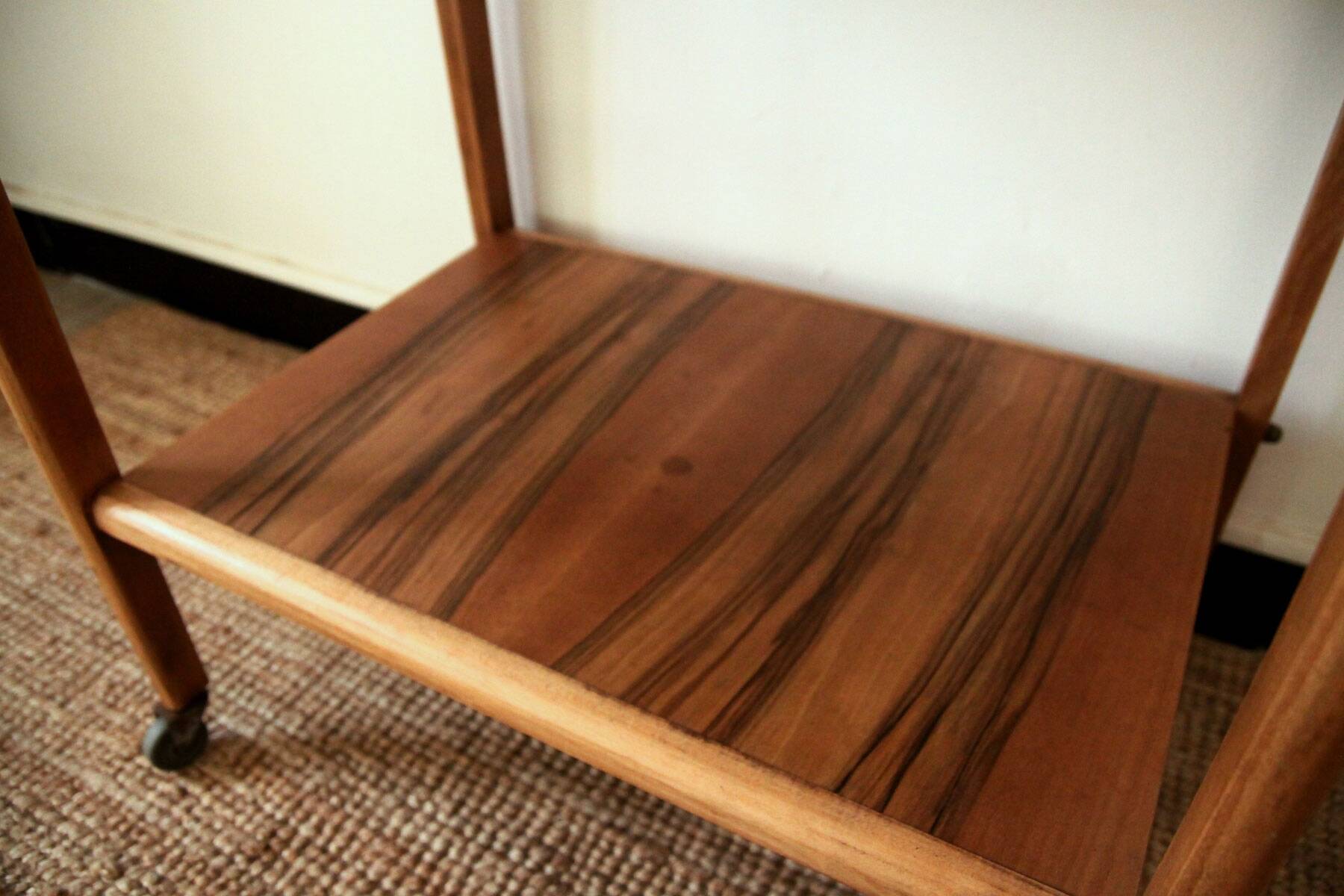 Vintage solid wood serving trolley