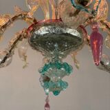 Lustre rezzonico en verre coloré de Murano 6 bras de lumière