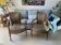 Pair of directoire style armchairs - nobilis fabric