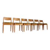 Chaises de salle à manger vintage en teck massif danois Juul Kristensen, ensemble de 6.