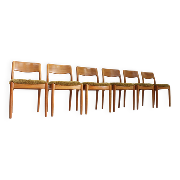 Vintage Danish solid teak dining room chairs Juul Kristensen set of 6
