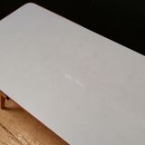 Wooden coffee table, children's desk glass top, interier praha, 1960, Czechoslovakia