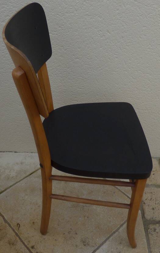 Black and natural wooden bistro chair