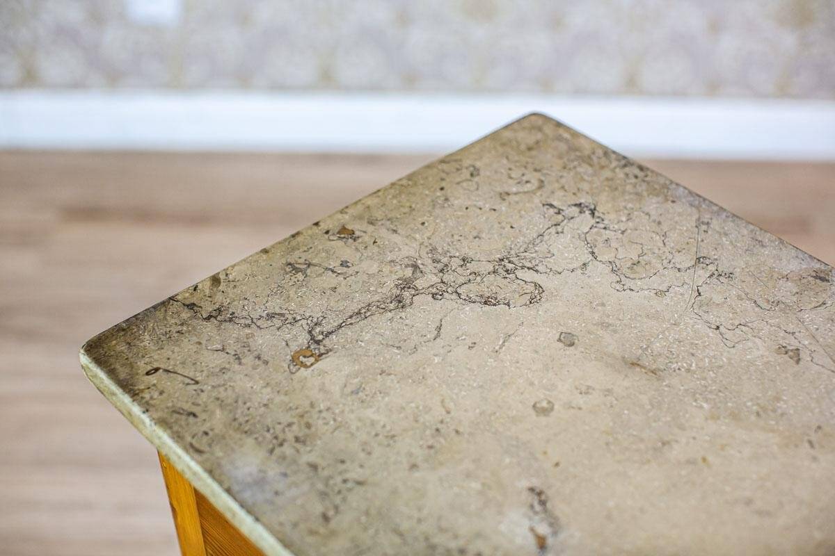 Art Nouveau Pine Nightstand with Stone Top, 1910