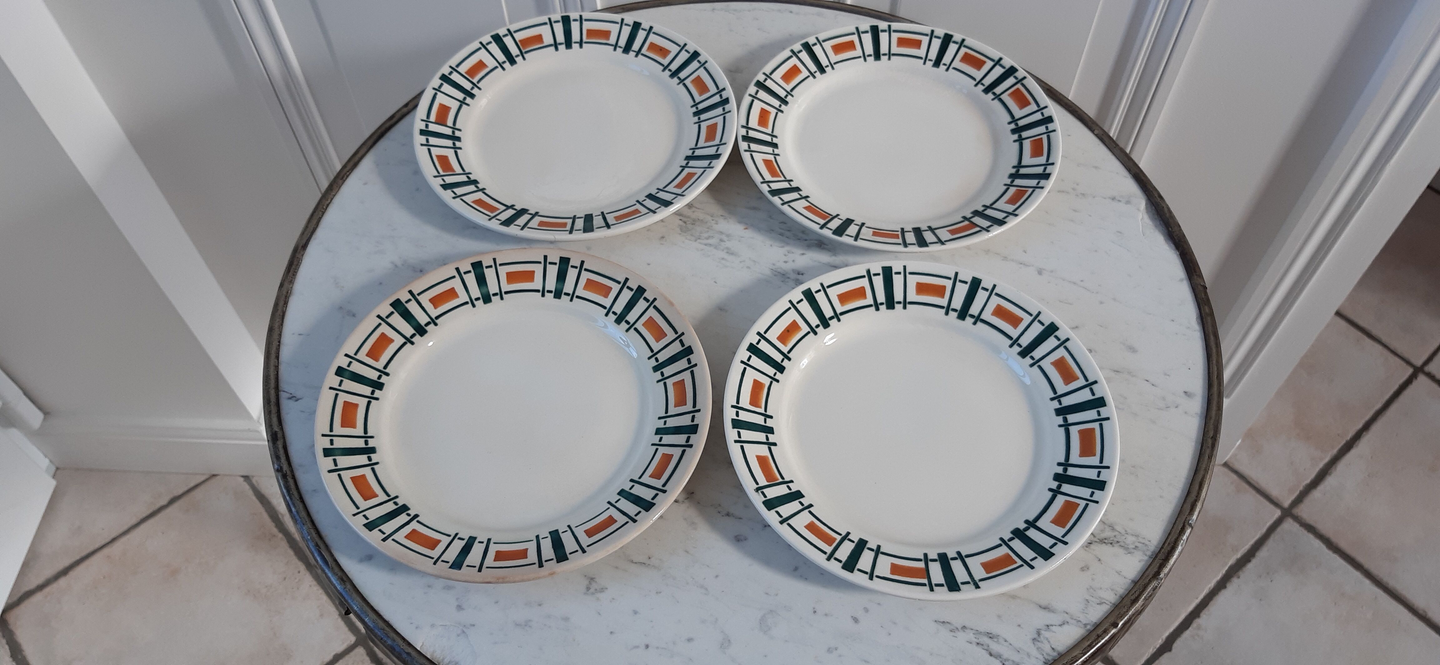 Set of 4 dessert plates Badonviller model Quiberon year 30