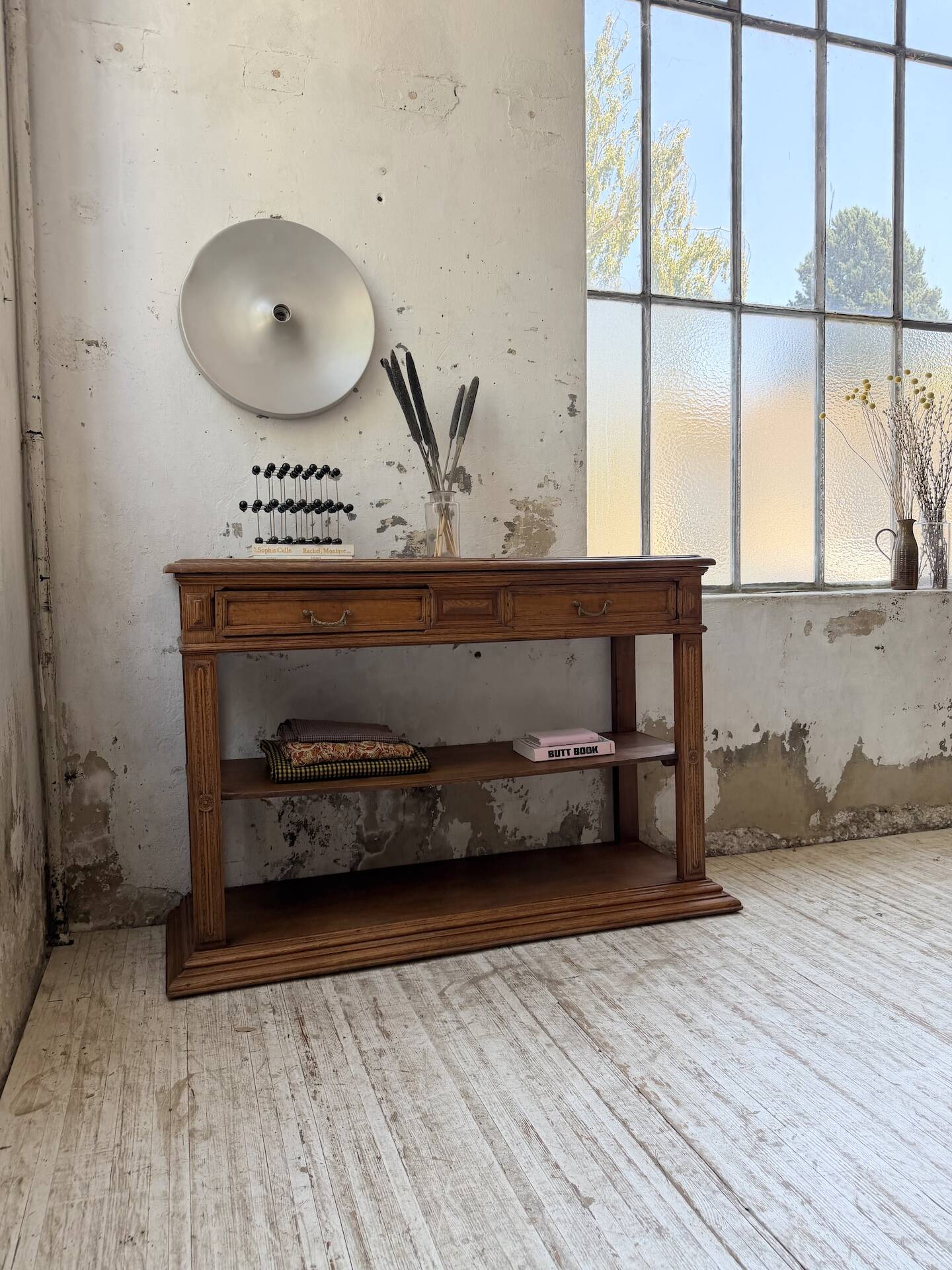 19th-century oak console table