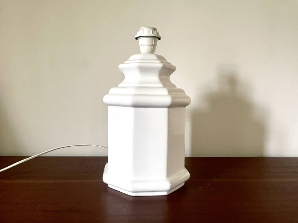 Pied de lampe en céramique blanche, 1980