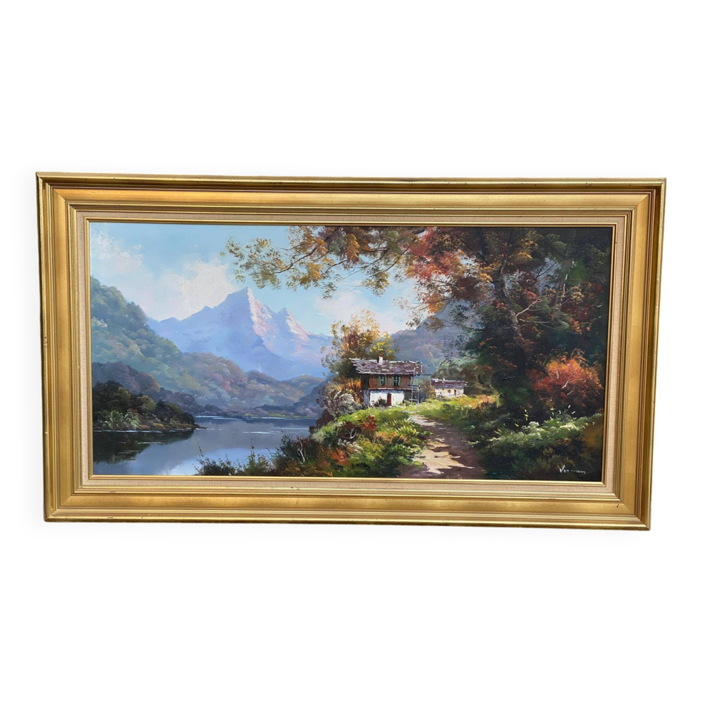 Tableau Huile Sur Toile Signé Jeanine Leumaire – Champ Fleuri (XX-XXI°)