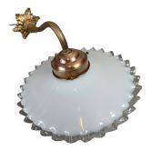 Antique wall lamp – opaline collar lamp with brass holder