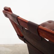 Fauteuil en cuir, design norvégien, années 1970, production : Norvège