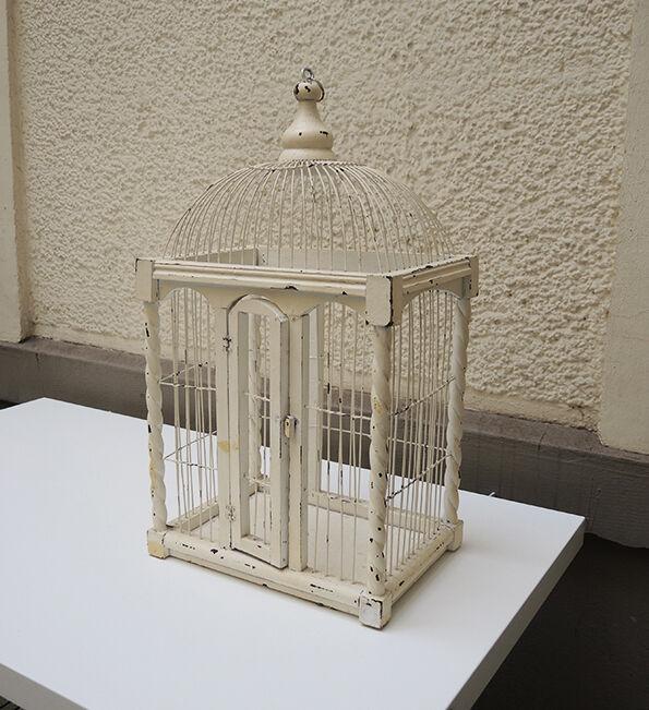 Painted wooden bird cage