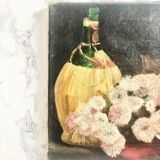 Oil on canvas depicting a still life of flowers