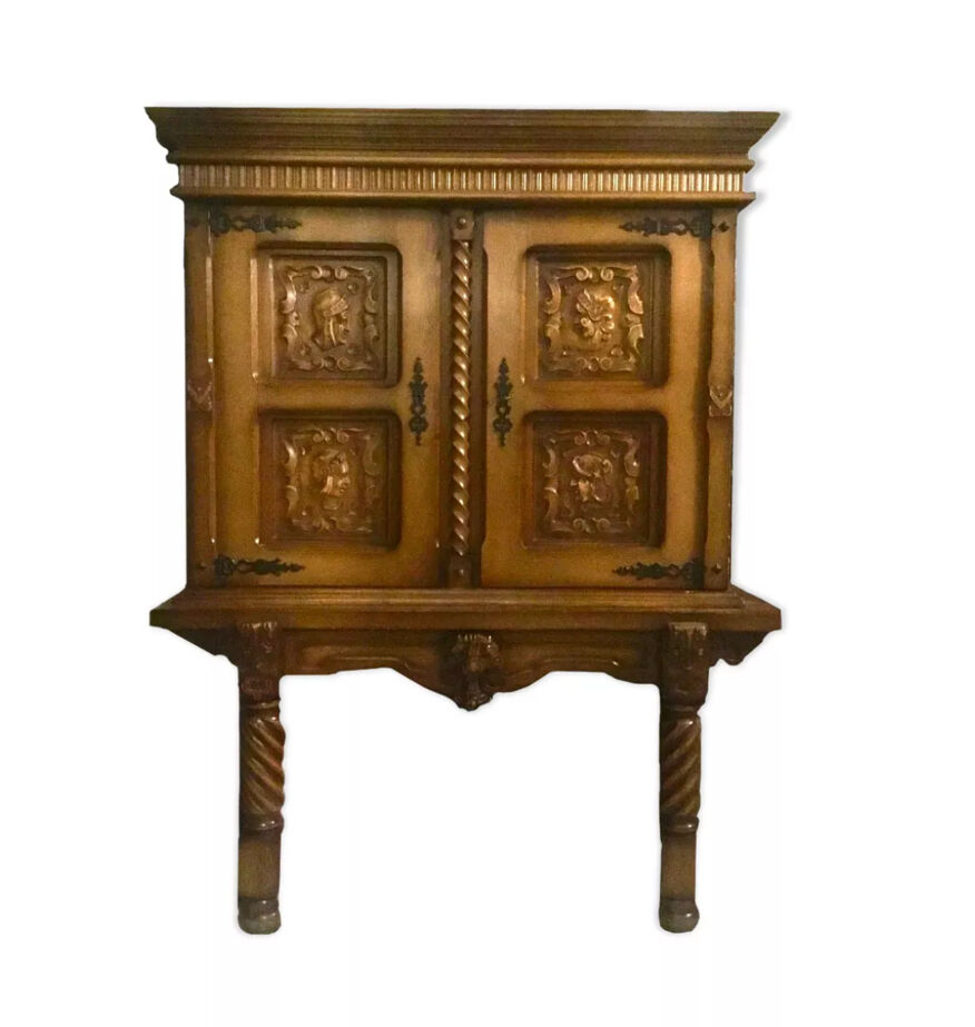 Buffet meuble en bois sculpté ancien renaissance espagnole | Selency