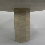 Table de salle à manger à 8 côtés en travertin du milieu du siècle, 1970
