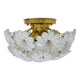 Plafonnier floral en verre blanc de Murano, italien, des années 1970.