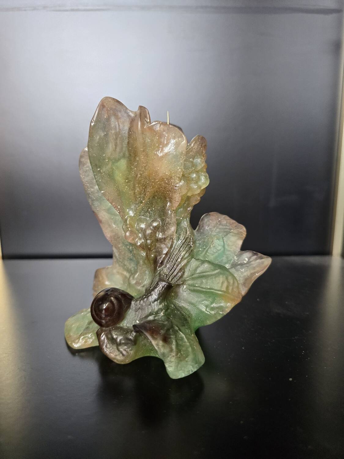 Pair of Daum "Nature" candlesticks in glass paste, 1988