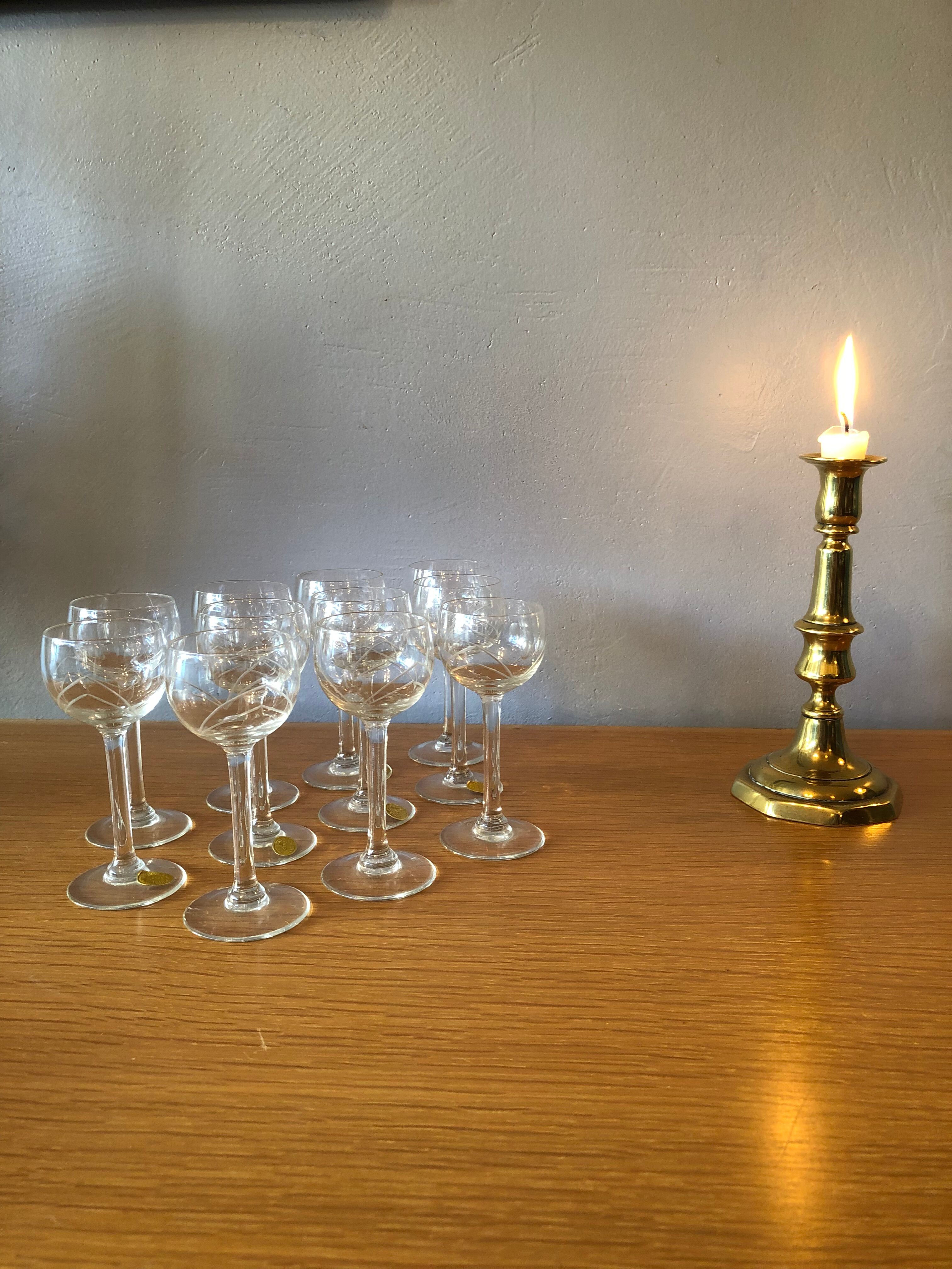 10 Meisenthal crystal glasses