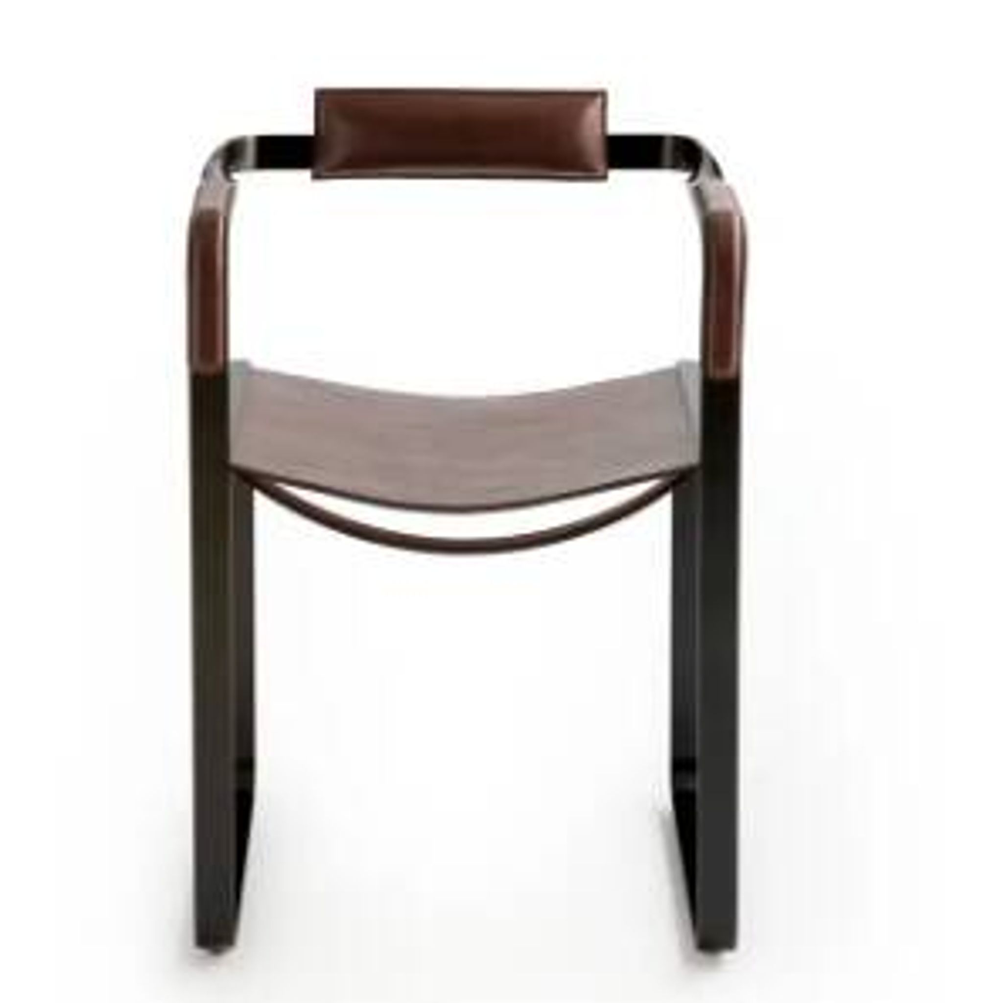 Paire de fauteuils Wanderlust marron avec éléments en métal noir