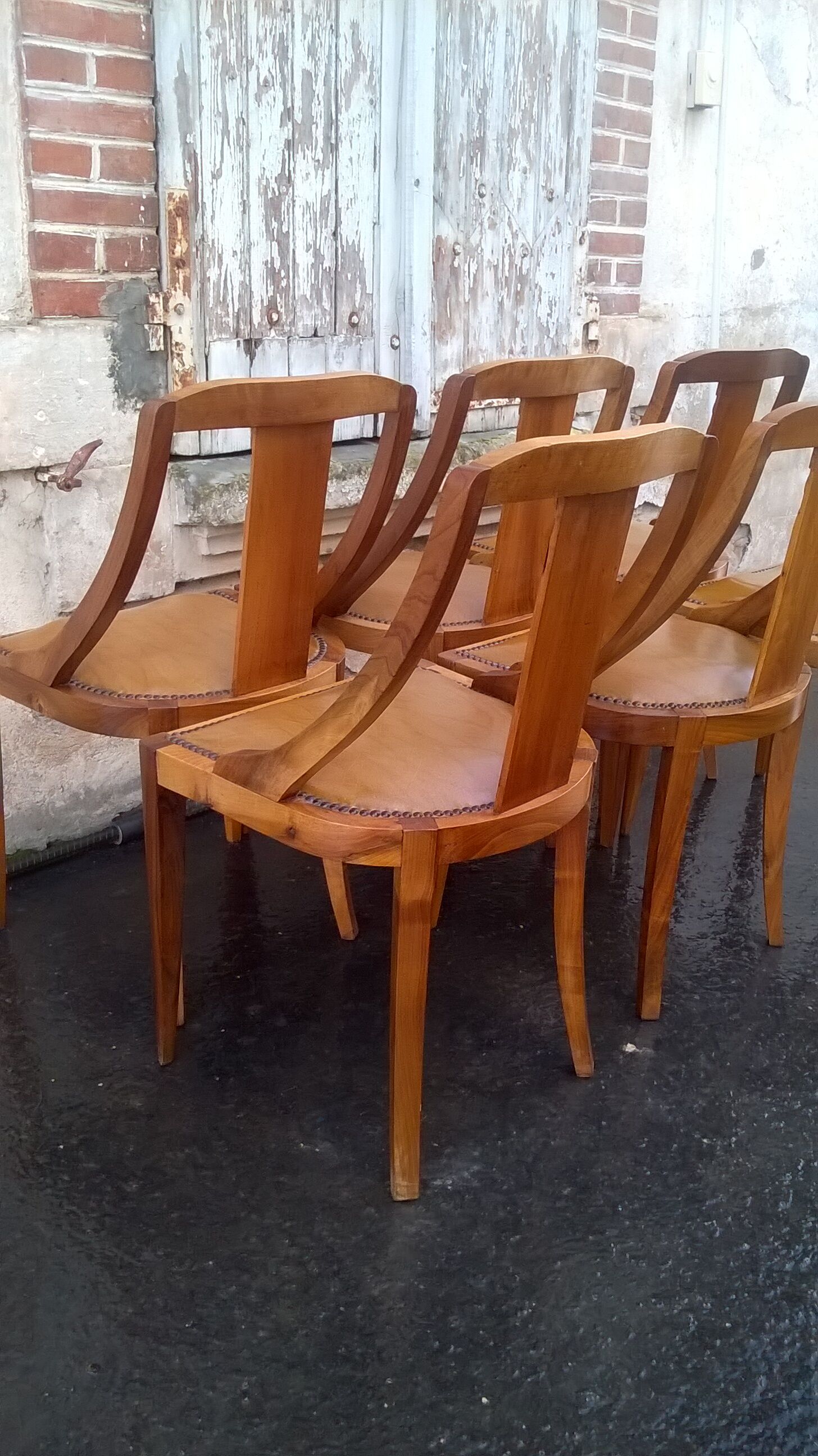 Six chaises gondole époque Art Déco