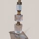 Vintage crystal bedside lamp in modernist / Art Deco / Hollywood style.