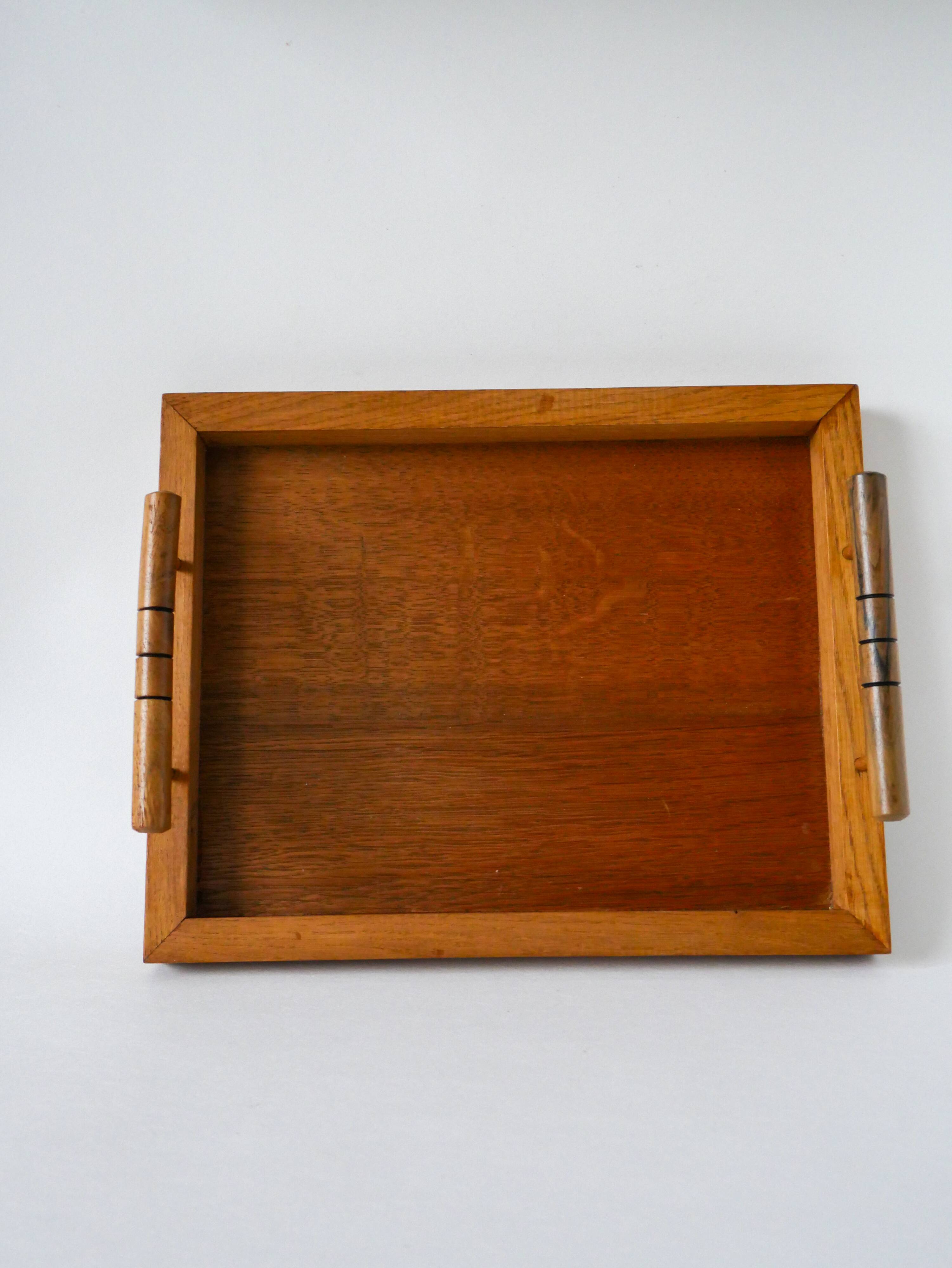 Wooden tray with bamboo effect handles, 1930