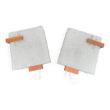 Pair of Scandinavian Perpex and teak wall lights