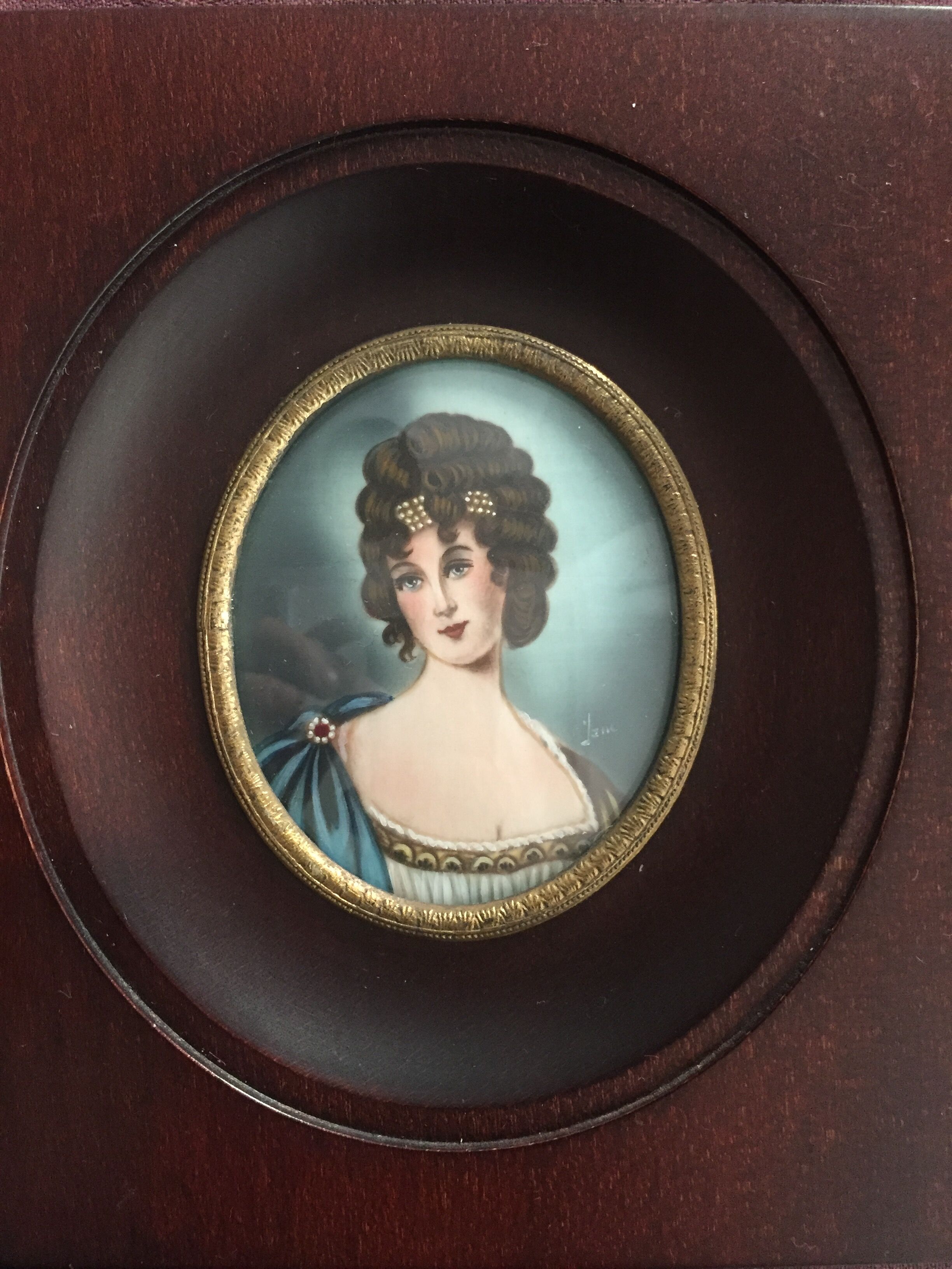 Miniature on ivory - young woman Empire era - Signed Jan