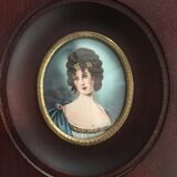 Miniature on ivory - young woman Empire era - Signed Jan